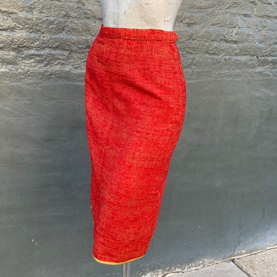 Vintage 60s Raw Silk Hand Tailored Custom Orange … - image 4