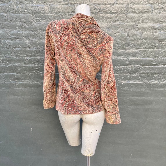 Vintage 70s Brown Paisley Cotton Velvet Jacket  s… - image 10
