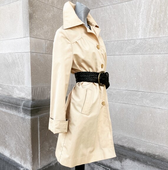 Vintage 80s Khaki Swing Trench Coat   small mediu… - image 2