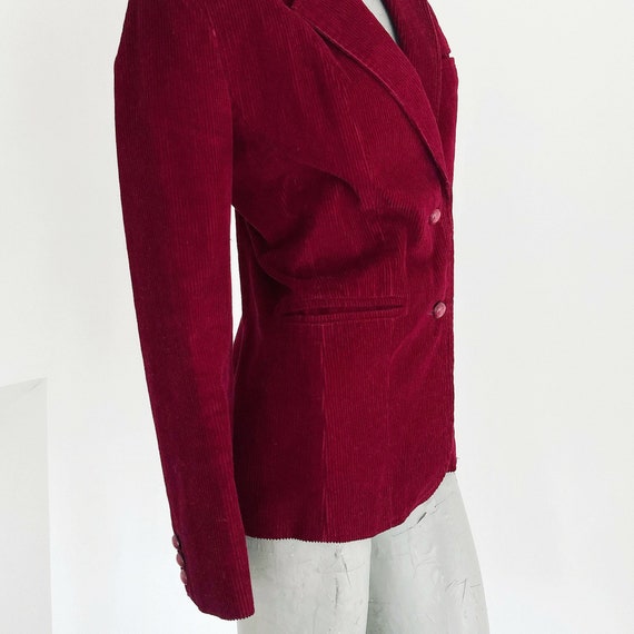 Vintage 70s Burgundy Maroon Red Corduroy Jacket  … - image 2
