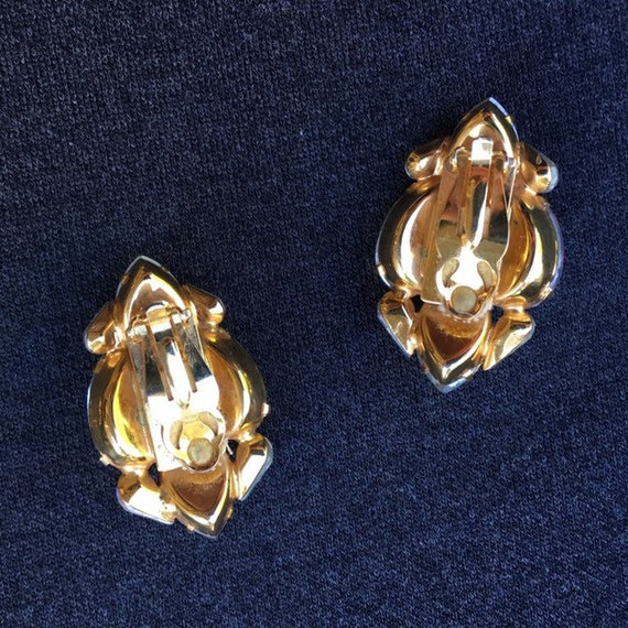 Vintage 50s 60s Large Crystal Clip On Earrings - image 6