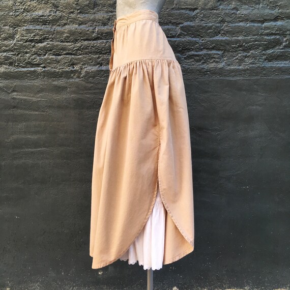 Vintage 80s Khaki Skirt with an Attached White Pe… - image 5