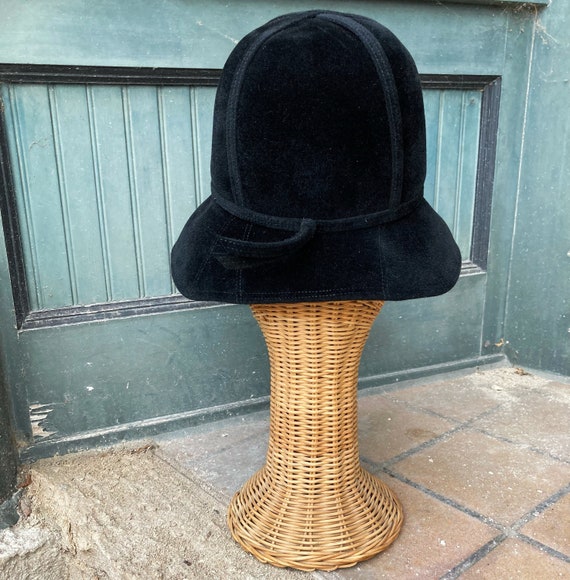 Vintage 60s Mod Marshall Fields  Black Wool Hat s… - image 5