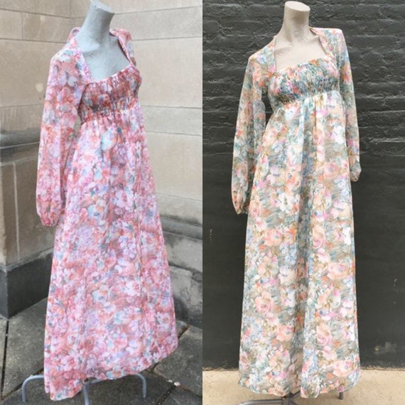 Vintage 70s Soft Pink Floral Maxi - image 6