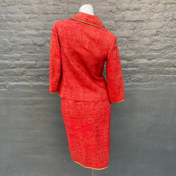 Vintage 60s Raw Silk Hand Tailored Custom Orange … - image 5