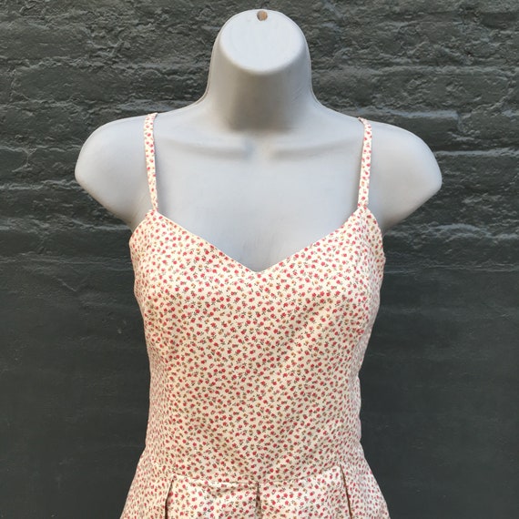 Vintage 80s Handmade Cotton Mini Sundress with Ti… - image 3