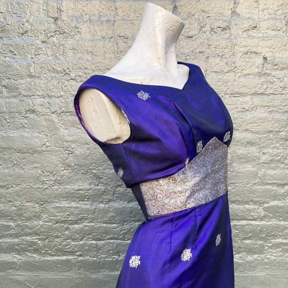 Vintage 60s Purple Silk Asian Inspired Wiggle Cus… - image 5