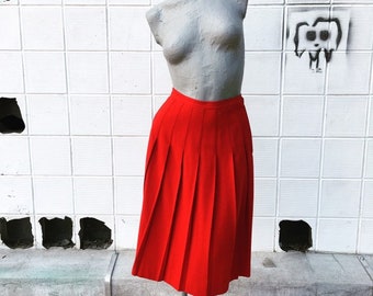 Vintage anni '50 anni '60 Gonna plissettata in lana rossa piccolo medio