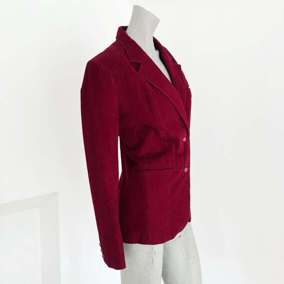 Vintage 70s Burgundy Maroon Red Corduroy Jacket  … - image 3