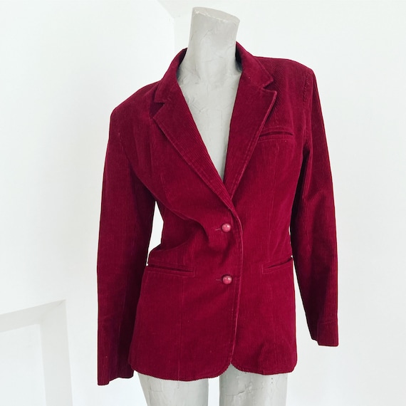 Vintage 70s Burgundy Maroon Red Corduroy Jacket m