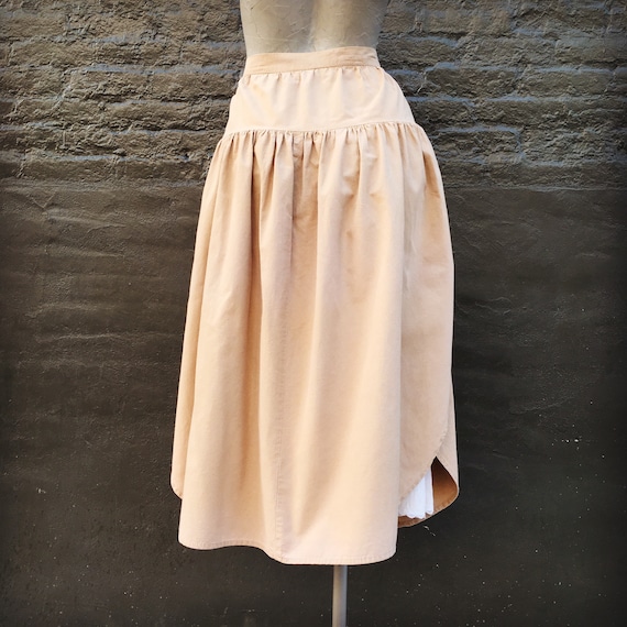 Vintage 80s Khaki Skirt with an Attached White Pe… - image 3