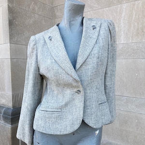 Vintage 80s Gray and Ivory White Tailored Jacket  medium