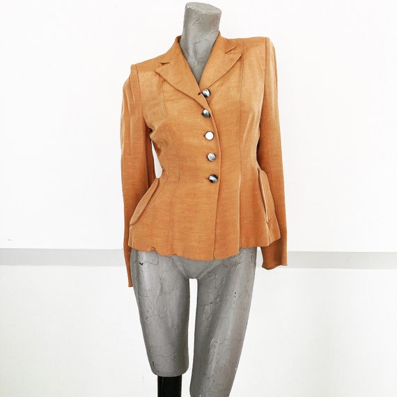 Vintage 50s Pumpkin Rust Orange Satin Twill Hourgl