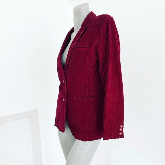 Vintage 70s Burgundy Maroon Red Corduroy Jacket  … - image 4