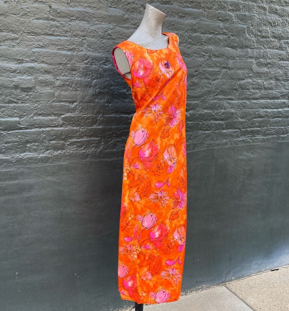 Vintage 60s Mod Grecian Column Wrap Maxi Dress wi… - image 2