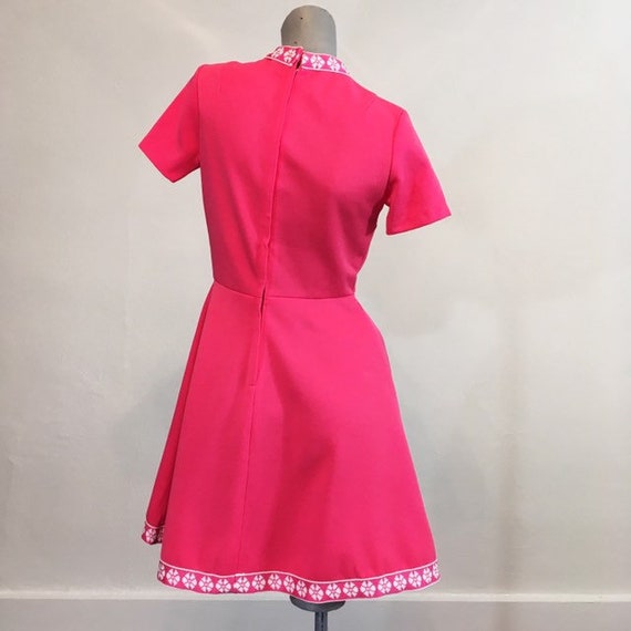 Vintage 60s Hot Pink Circle Skirt Mini Dress  sma… - image 6