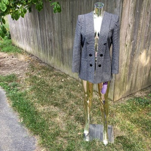 Vintage 80s Gray and Ivory Tweed Jacket  small medium
