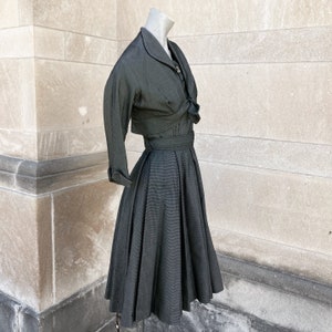 Vintage 50s Black and White Dress with Cropped Tie Jacket  small