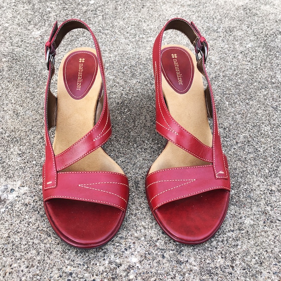 Vintage 90s does 70s Naturalizer Burgundy Red Pla… - image 3