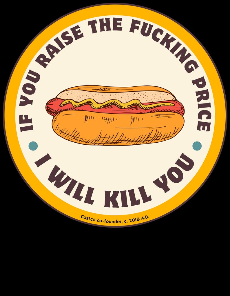 If you raise the price of the hot dog - 4 in Round Sticker Cartoon style image 1