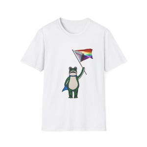 Protest Frog Holding Pride Flag T-Shirt | LGBTQ+