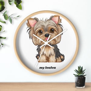 Adorable Yorkie Wall Clock - Cute Pet Lover Gift, Dog-themed Decor, Personalized Dog Clock, Unique Gift for Dog Owners