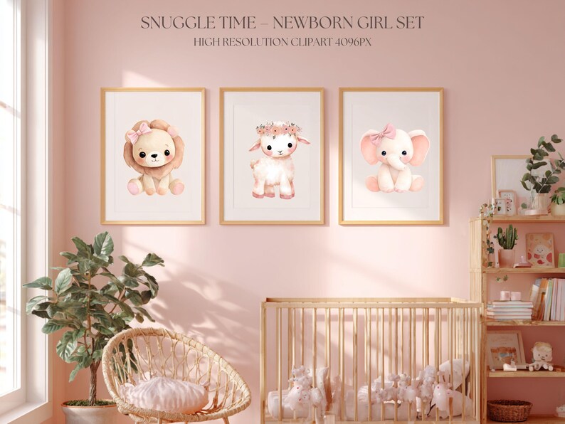 Pastel Pink Newborn Girl Clipart Bundle – Watercolor Baby Elements ...