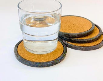 Set of 4 Colorful Coasters, Coffee Table Decor, Housewarming Gift, Recycled Plastic