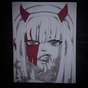 zerotwo anime art print darling in the franxx