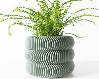 Moderne 3D-geprinte bloempot met afvoer en standaard