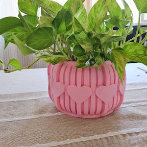 Modern Heart Planter Pot with Drainage Tray | 3D Printed Plant Pot for Indoor Home Decor