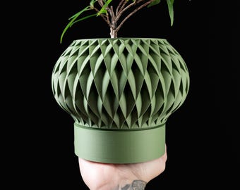 Modern Wavy Plant Pot: Minimalist Indoor Planter with Drainage Tray