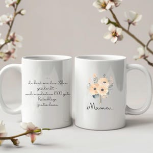 Mama Tasse, 1000 Ratschläge, Aquarell Blumenstrauß, Ein Herzstück zum Muttertag oder Geburtstag, Liebevoll, zum verschenken. Mama Gift