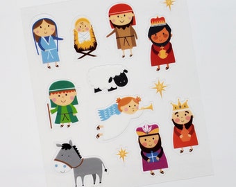 Christmas Nativity Stickers Set Holy Family Christ child Sticker sheet for craft card making scrapbooking DIY Nativity Blocks Handmade Gifts