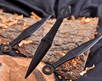 Juego de 3 cuchillos arrojadizos forjados a mano, herramientas de camping y caza, cuchillos kunai, cuchillo afilado para botas de camping, regalo para él/ella