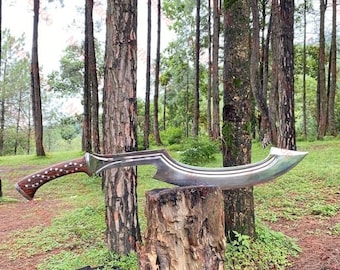 Espada Khopesh forjada a mano en acero de alto carbono, hoja de estilo vikingo, empuñadura de palisandro, espada medieval decorativa, regalo de cumpleaños único para él.