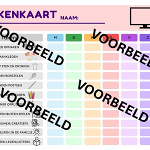 Takenkaart voor kinderen - schermtijd beloning | A4 Printable | Zomervakantie Planner | Nederlands