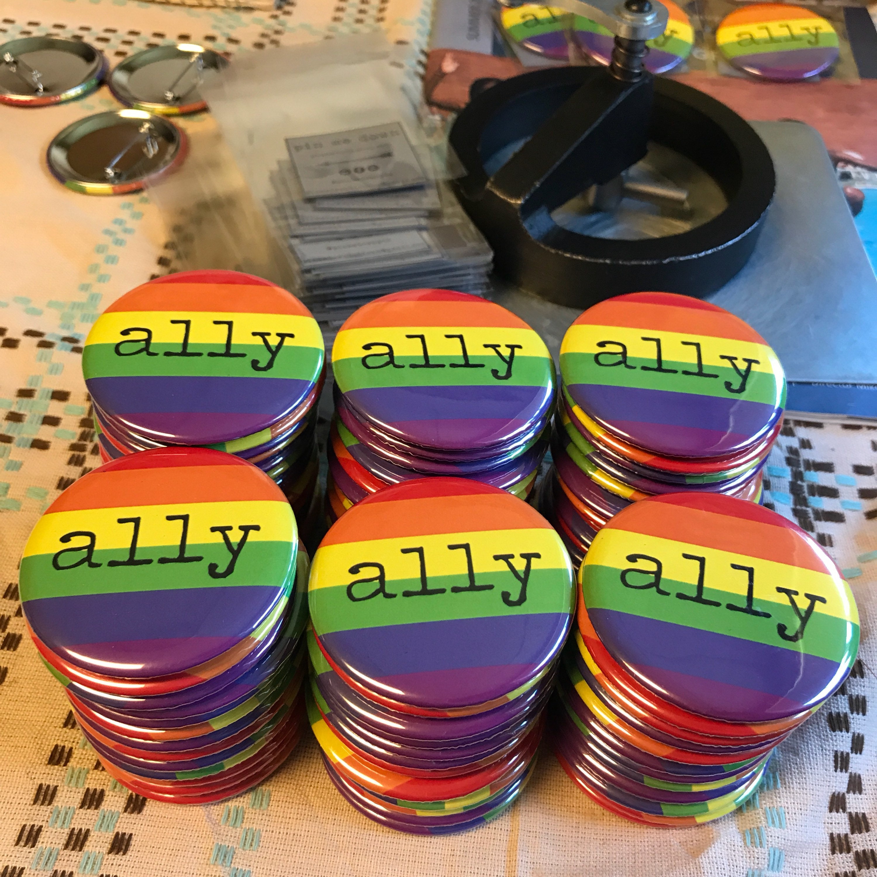 Ally Rainbow - Pinback Button, Magnet, Zipper Pull, Keychain, Mirror ...