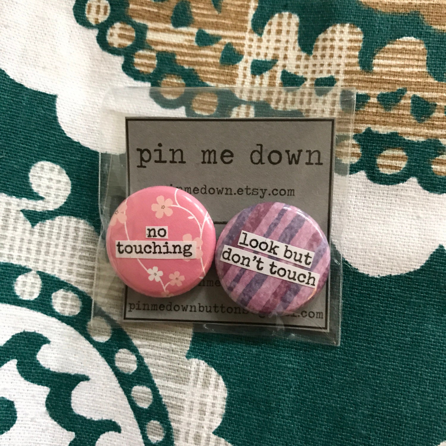 Don't Touch Set - Collage Pinback Button, Magnet, Zipper Pull, Mirror ...