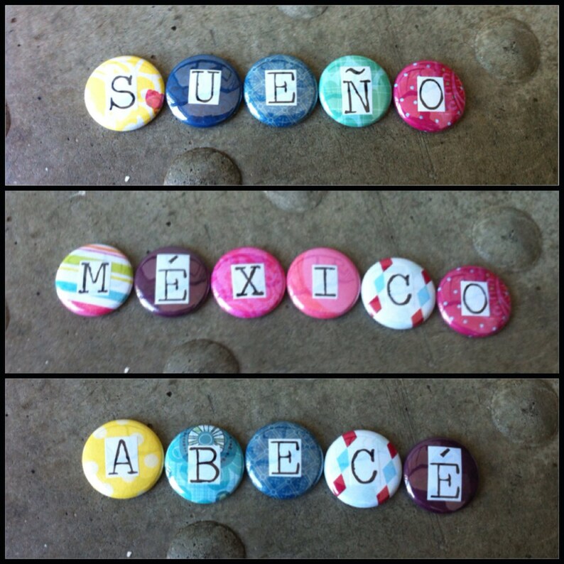 Alphabet Set Spanish Letters 1inch Etsy