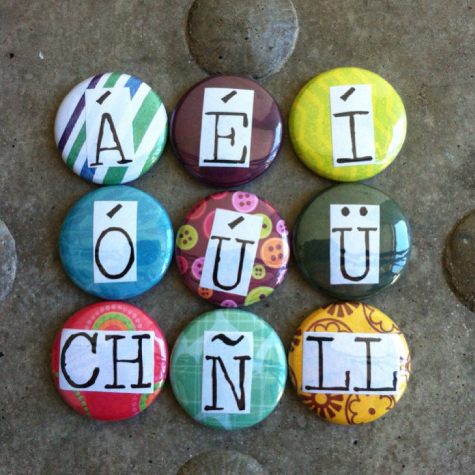 Alphabet Set Spanish Letters 1inch Etsy