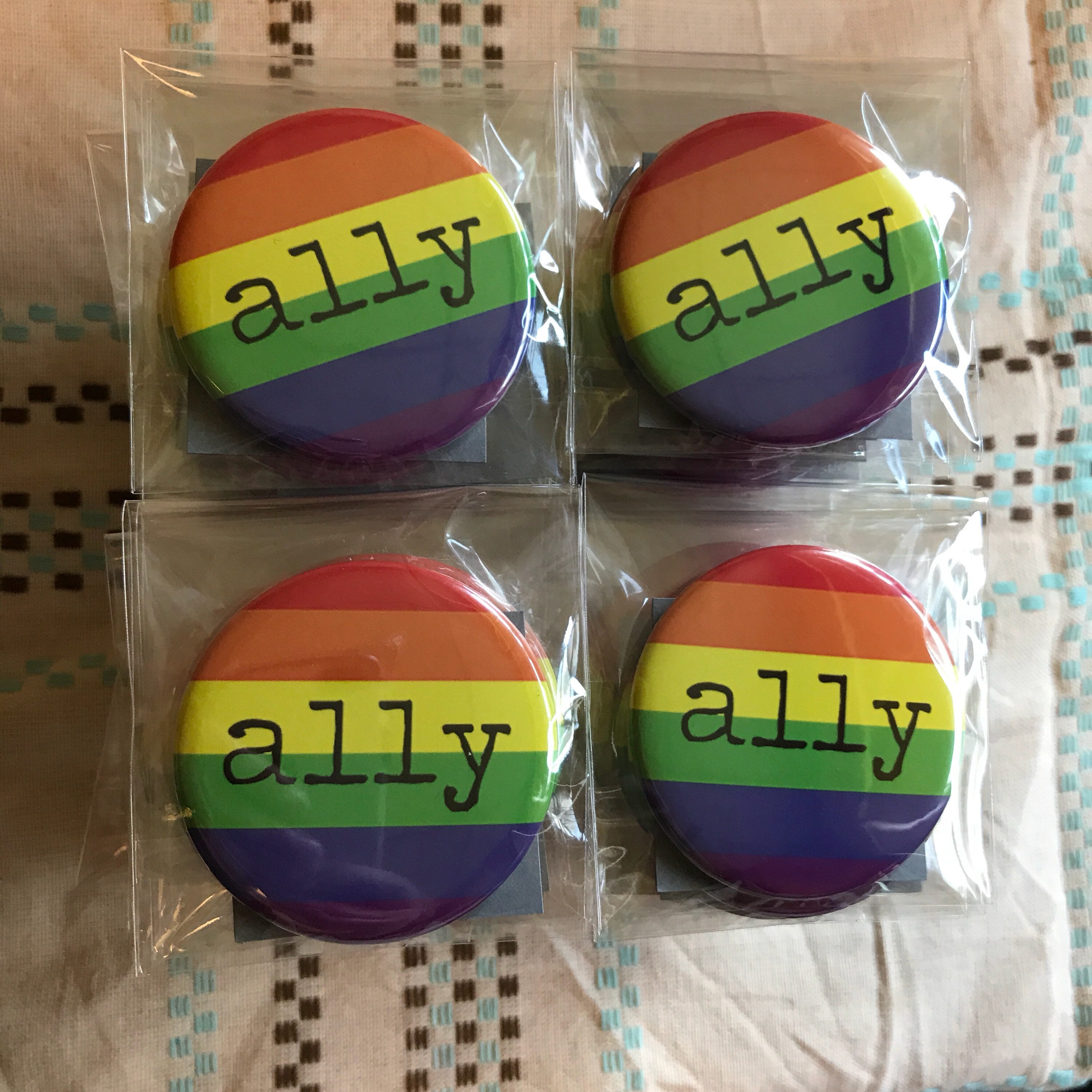 Ally Rainbow - Pinback Button, Magnet, Zipper Pull, Keychain, Mirror ...