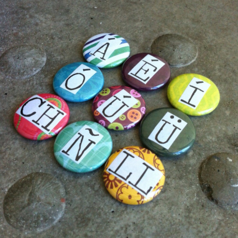 Alphabet Set Spanish Letters 1inch Etsy