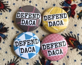 DEFEND DACA - Collage Pinback Button, Magnet, Zipper Pull, Mirror, Bottle Opener, or Ornament