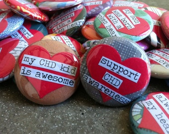 1" Congenital Heart Defect (CHD) Awareness Pinback Button Set