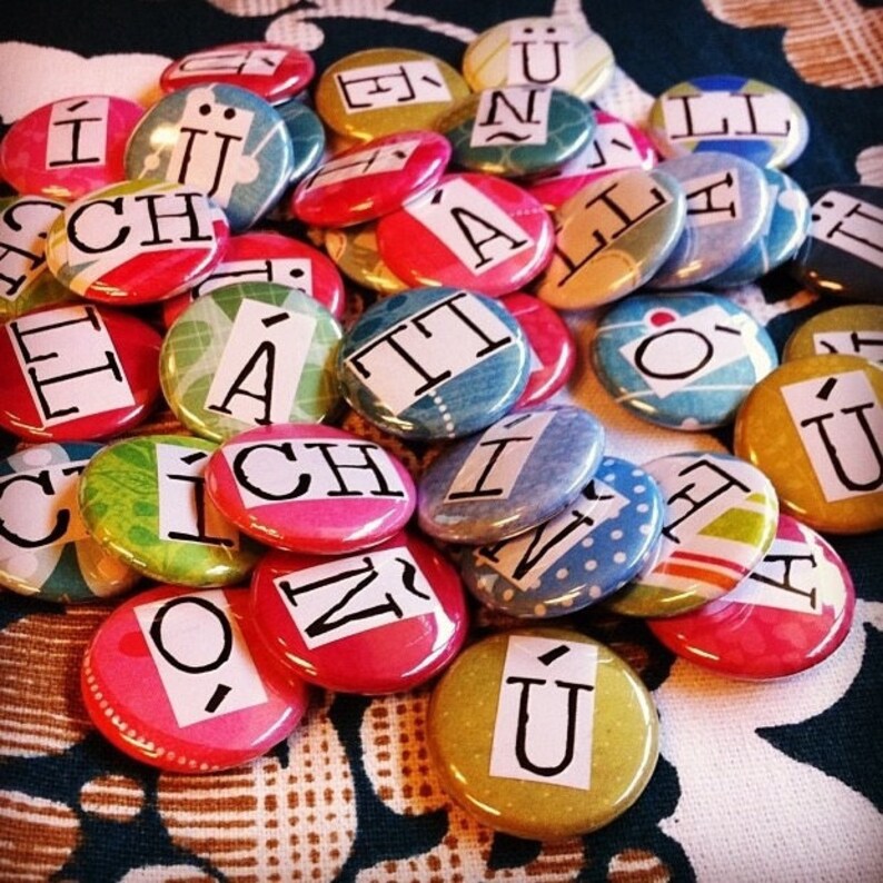 Alphabet Set Spanish Letters 1inch Etsy