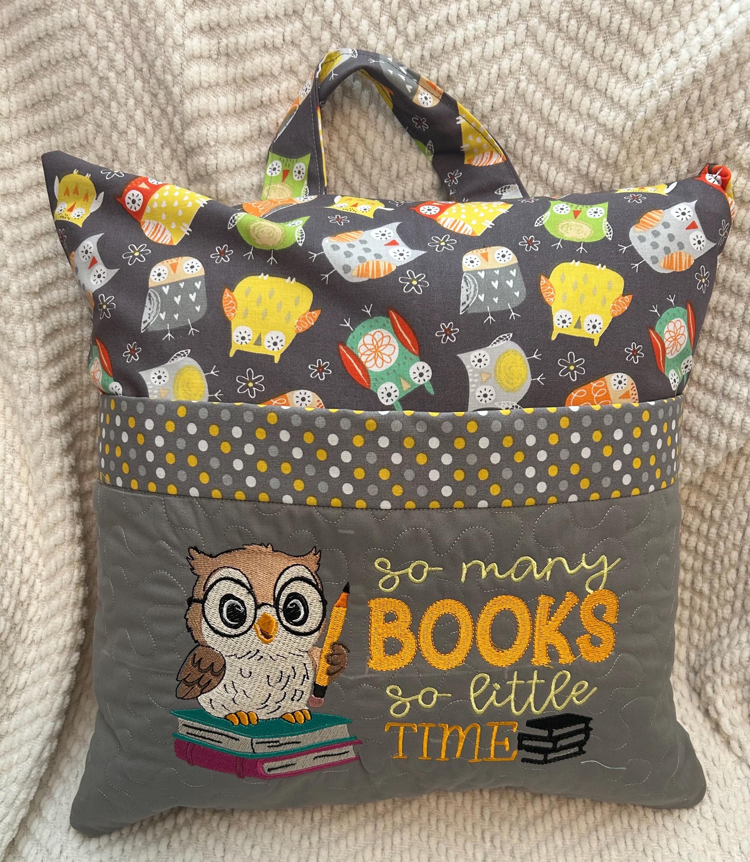 Personalized Owl Reading Pillow with Book Pocket: Embroidered Design
