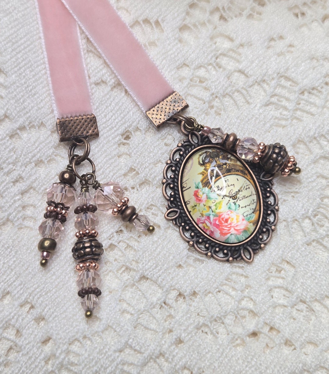 Velvet Ribbon Bookmark, Book Thong, Book Jewelry, Bookish Gift, Book ...