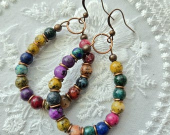 Dangle earrings, Gemstone earrings, Women's jewelry, Fashion jewelry, Teardrop earrings, Boho earrings, Multi colored earrings