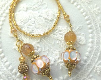 Beaded bookmark, Book thong, Book jewelry, Bookish gift, Reader gift, book bling, topaz yellow and gold